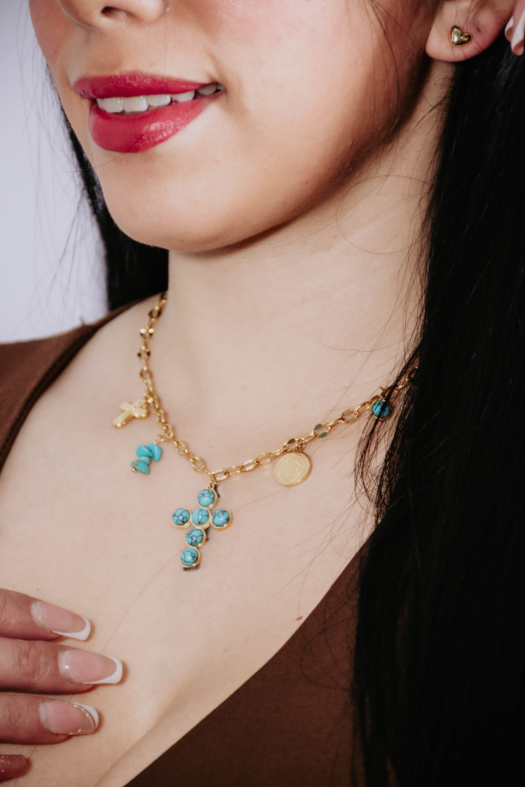 CADENA CHARSM CRUZ TURQUESA - Imagen 7