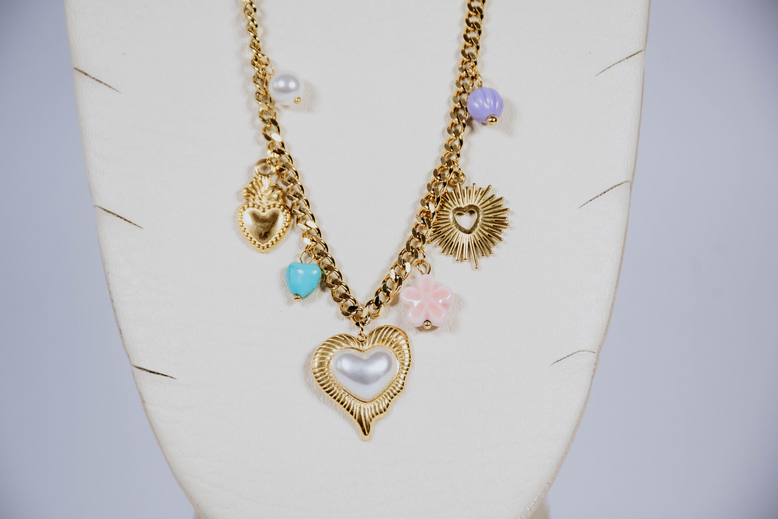 CADENA CHARMS CORAZON ROSA - Imagen 3