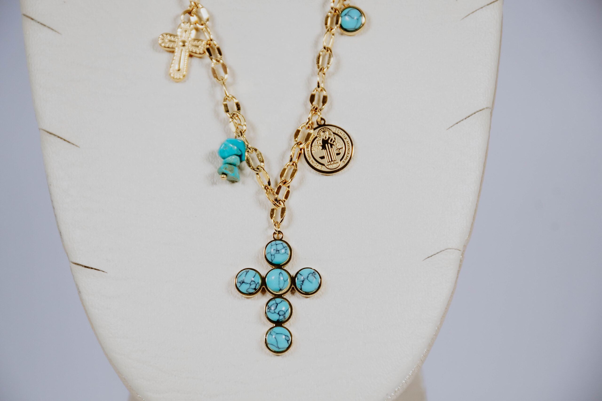 CADENA CHARSM CRUZ TURQUESA - Imagen 3